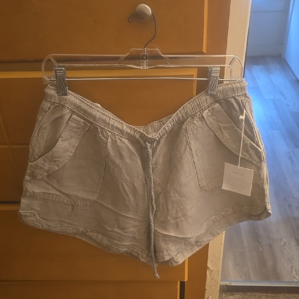 Nicole Miller Casual Linen And Lyocell Taupe Shorts